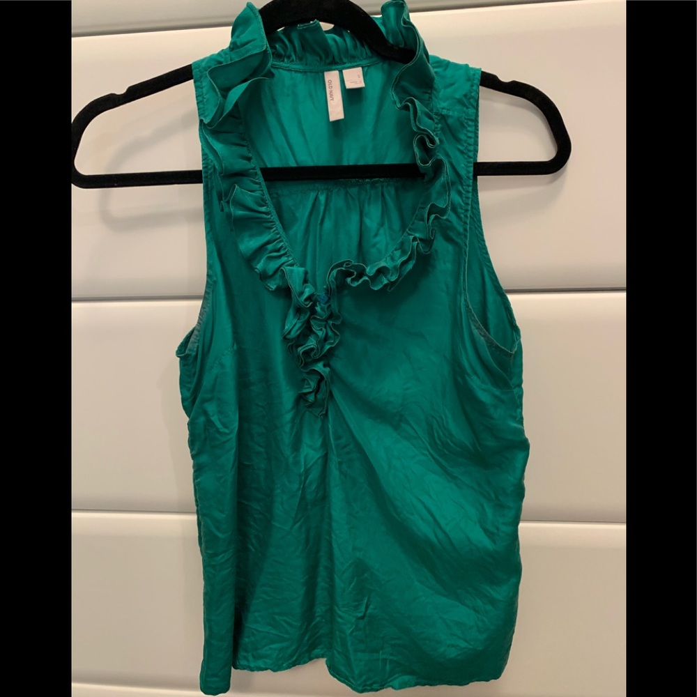 Old Navy Teal Silk sleeveless Shirt